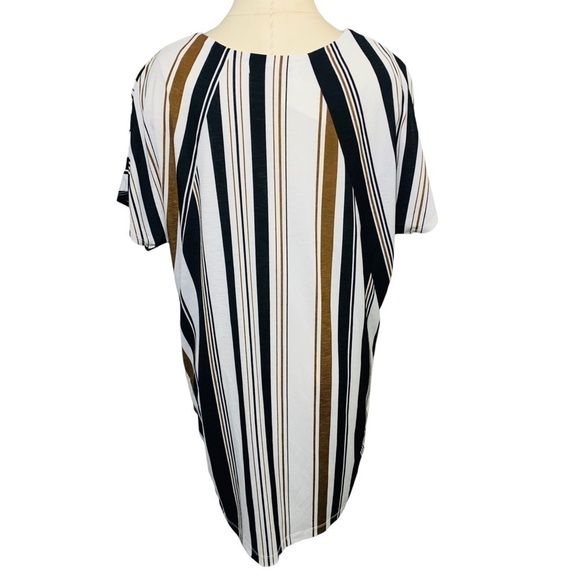 Azul By Moussy Shirt Dress Sz S White Coastal Striped Short Sleeves Midi Shif - Picture 4 of 13